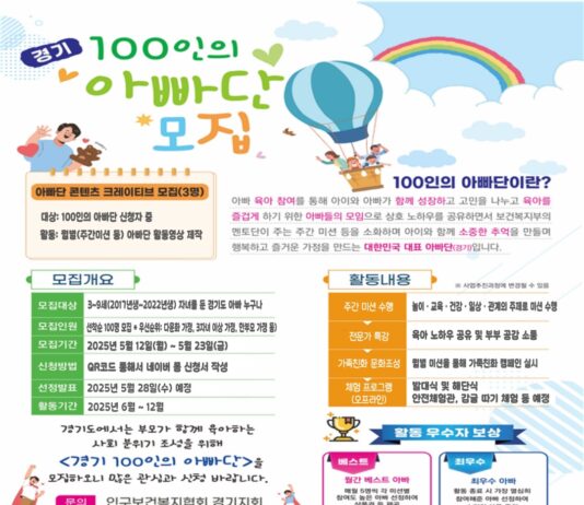 아빠가 주도하는 행복한 육아…‘경기 100인의 아빠단’ 모집